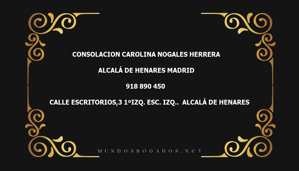 abogado Consolacion Carolina Nogales Herrera en la localidad de Alcalá de Henares