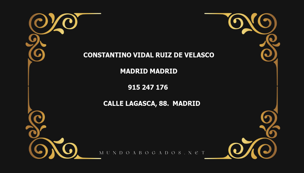 abogado Constantino Vidal Ruiz De Velasco en la localidad de Madrid