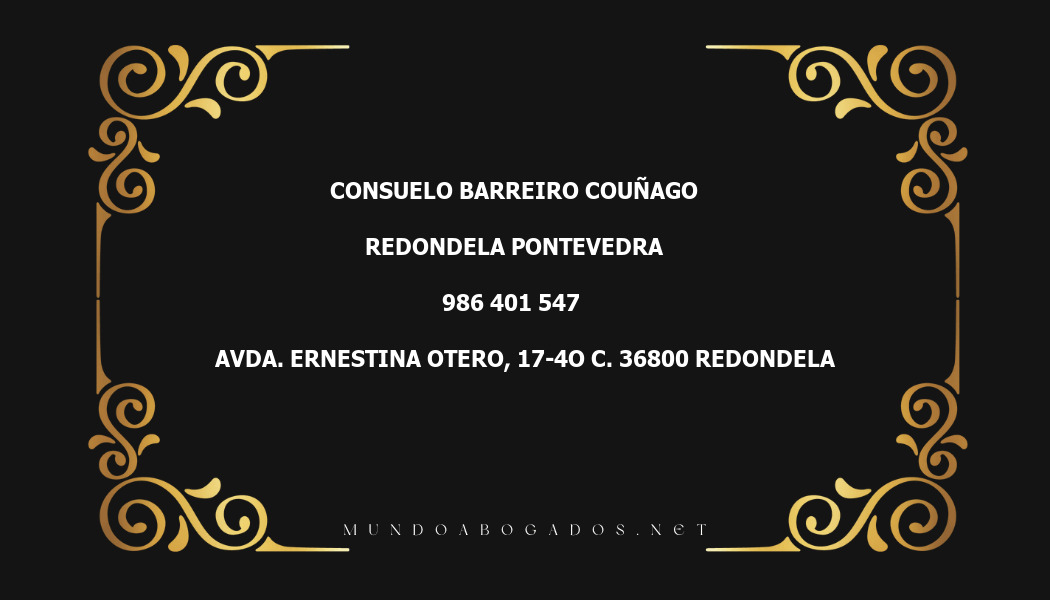 abogado Consuelo Barreiro Couñago en la localidad de Redondela