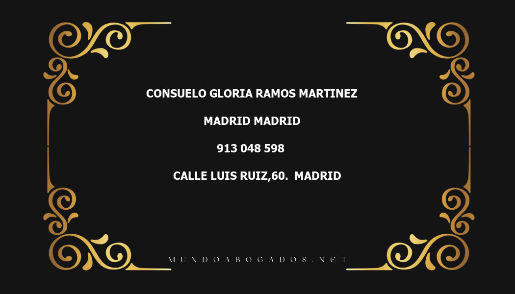 abogado Consuelo Gloria Ramos Martinez en la localidad de Madrid