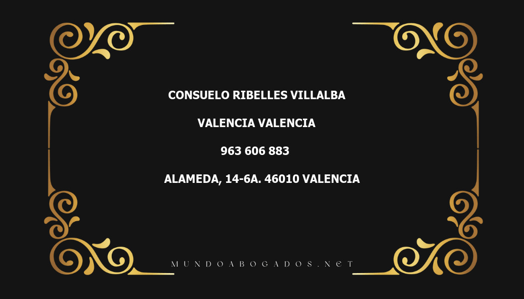 abogado Consuelo Ribelles Villalba en la localidad de Valencia