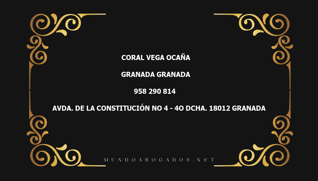 abogado Coral Vega Ocaña en la localidad de Granada