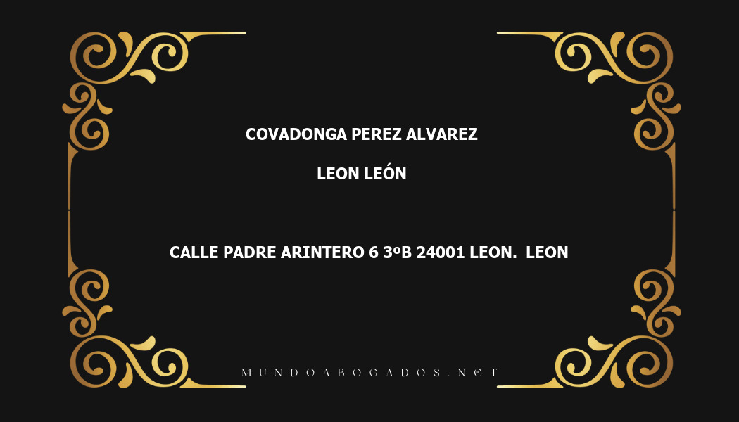 abogado Covadonga Perez Alvarez en la localidad de Leon