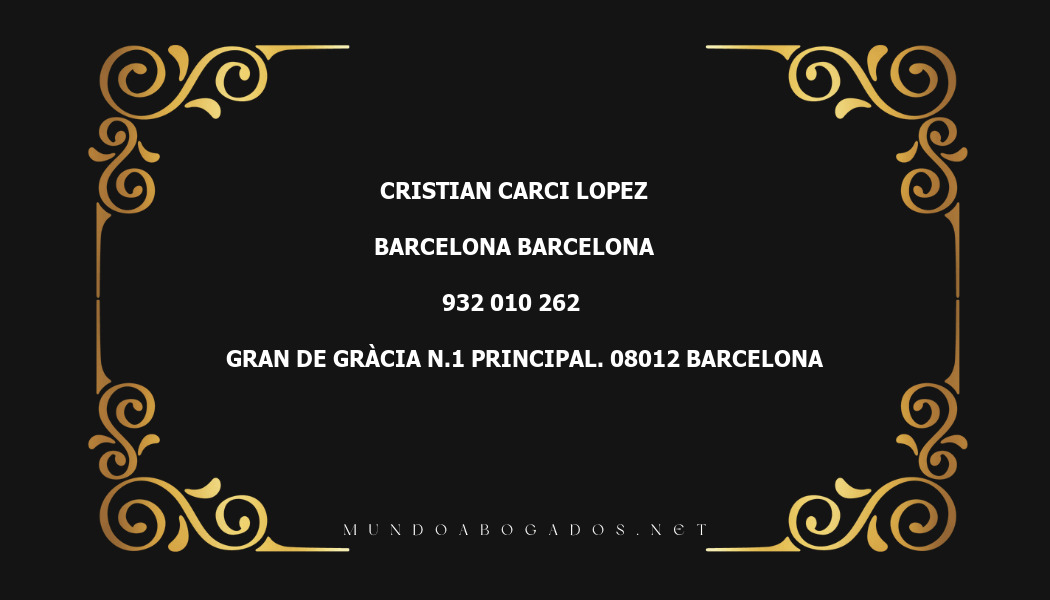 abogado Cristian Carci Lopez en la localidad de Barcelona