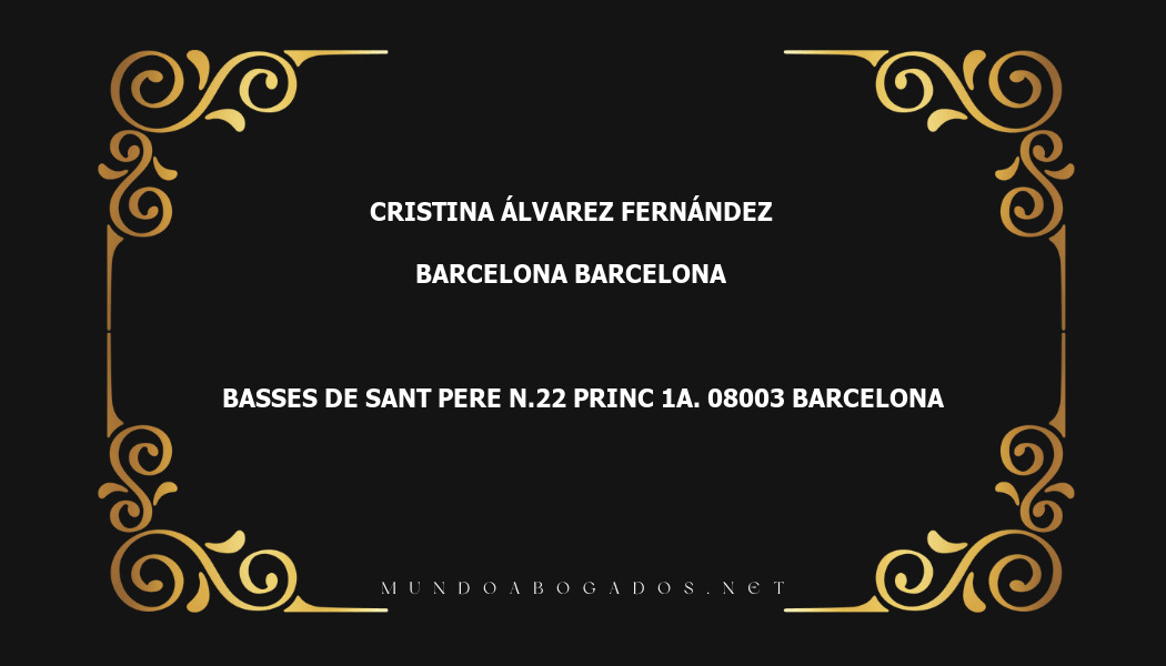 abogado Cristina Álvarez Fernández en la localidad de Barcelona