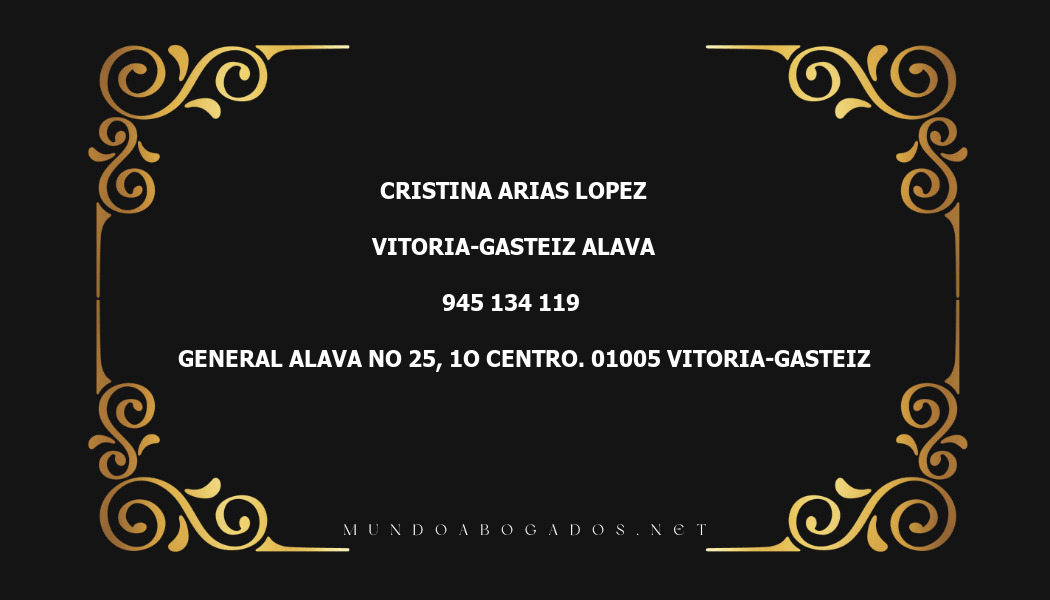 abogado Cristina Arias Lopez en la localidad de Vitoria-Gasteiz