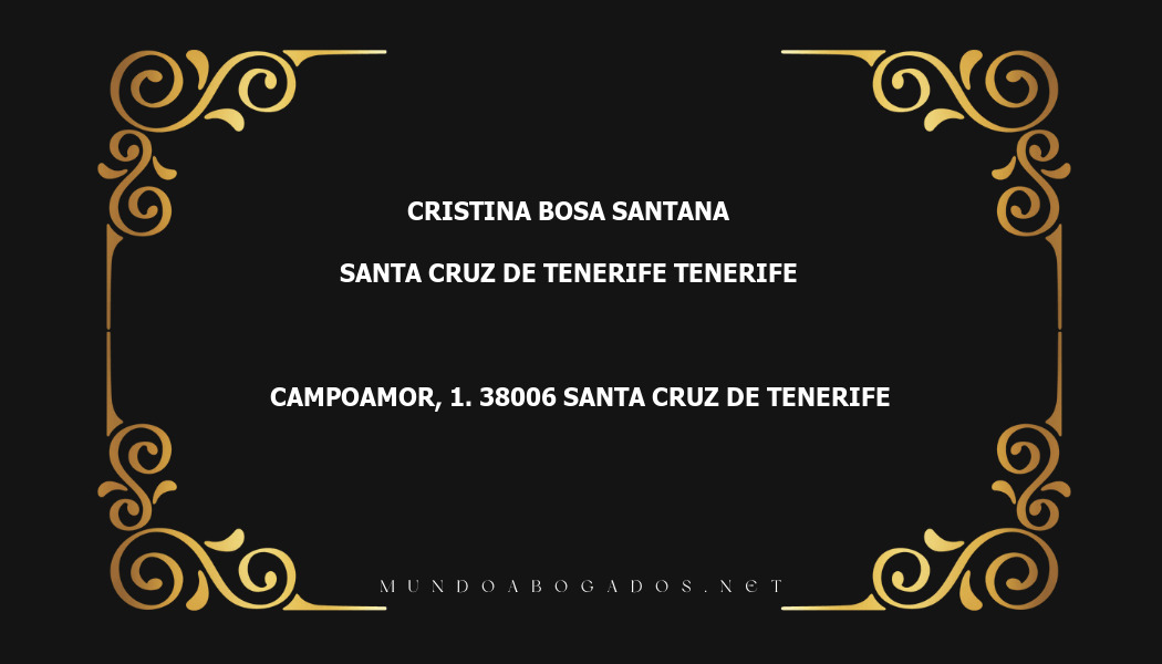 abogado Cristina Bosa Santana en la localidad de Santa Cruz de Tenerife