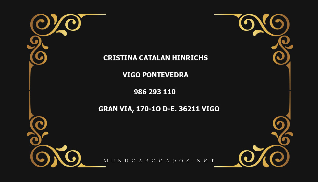 abogado Cristina Catalan Hinrichs en la localidad de Vigo