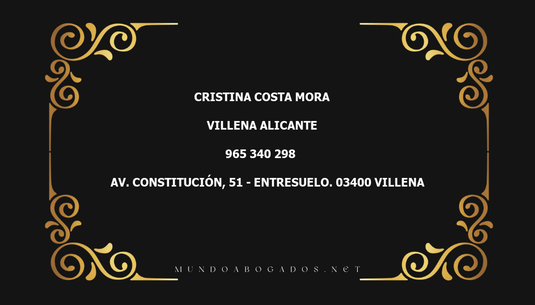 abogado Cristina Costa Mora en la localidad de Villena