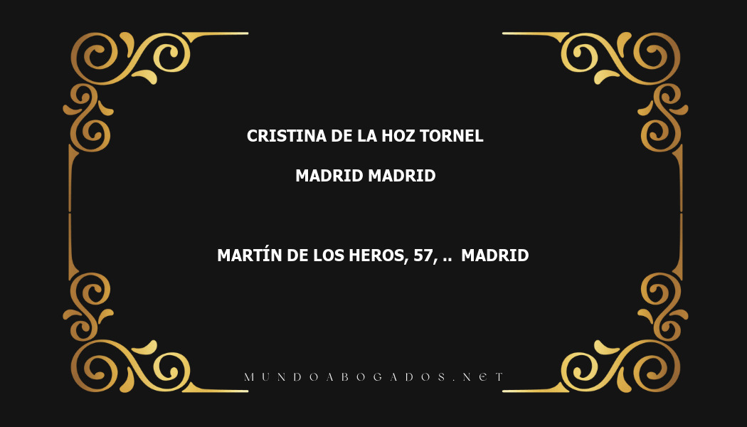 abogado Cristina De La Hoz Tornel en la localidad de Madrid