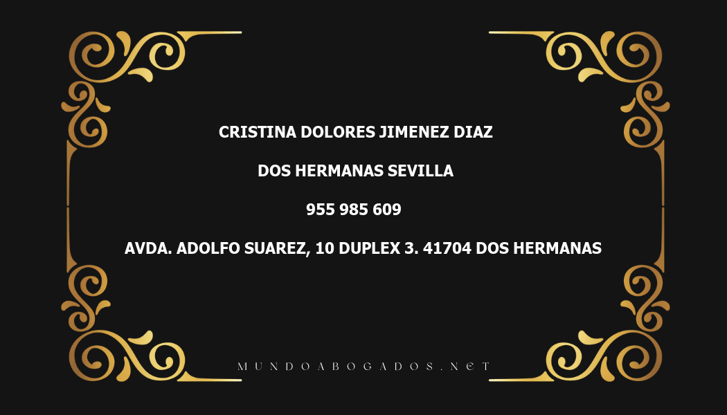 abogado Cristina Dolores Jimenez Diaz en la localidad de Dos Hermanas