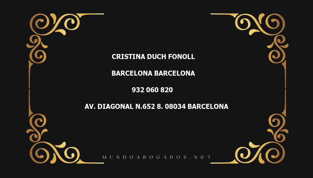 abogado Cristina Duch Fonoll en la localidad de Barcelona