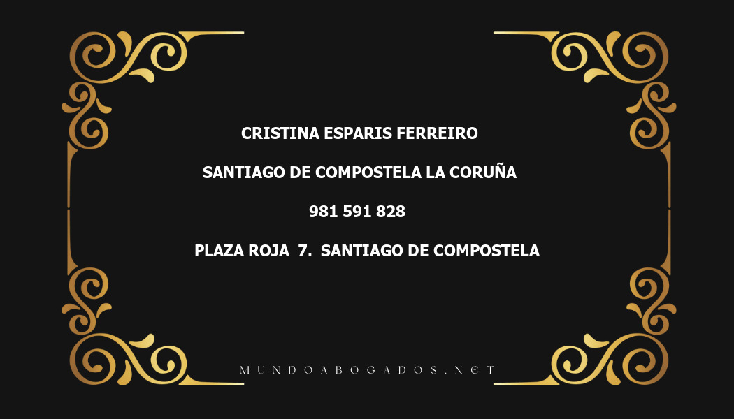 abogado Cristina Esparis Ferreiro en la localidad de Santiago de Compostela