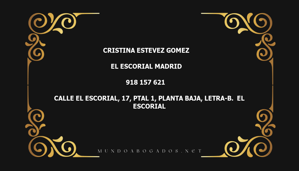 abogado Cristina Estevez Gomez en la localidad de El Escorial