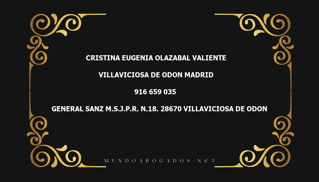 abogado Cristina Eugenia Olazabal Valiente en la localidad de Villaviciosa de Odon