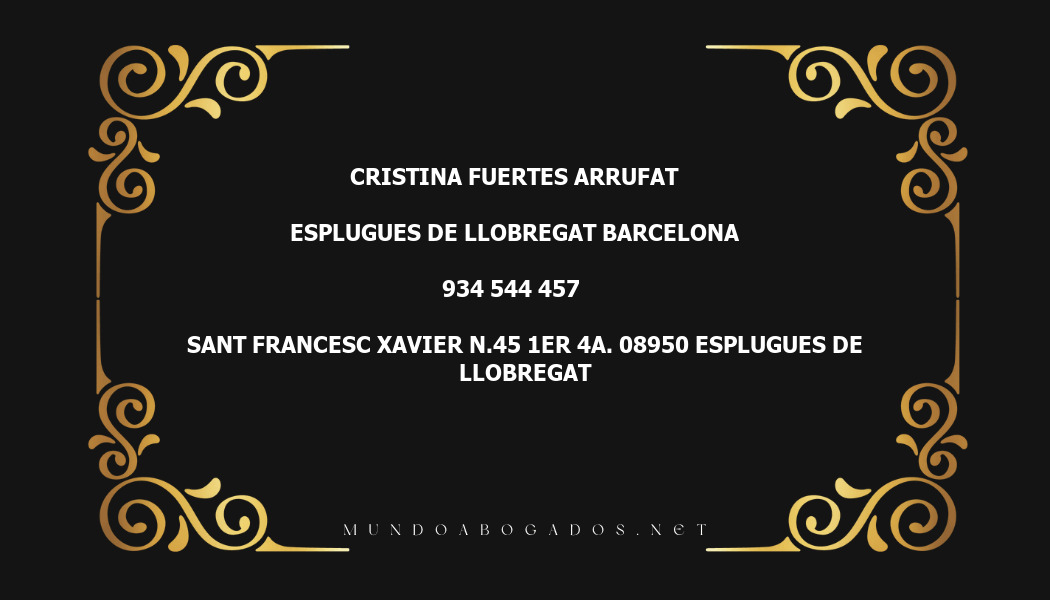 abogado Cristina Fuertes Arrufat en la localidad de Esplugues de Llobregat