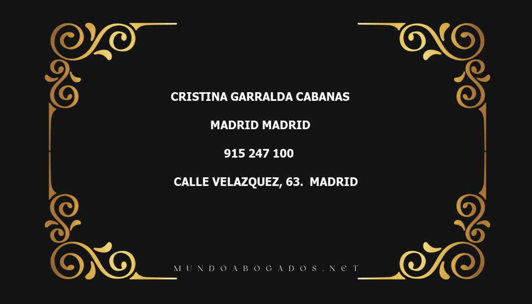 abogado Cristina Garralda Cabanas en la localidad de Madrid