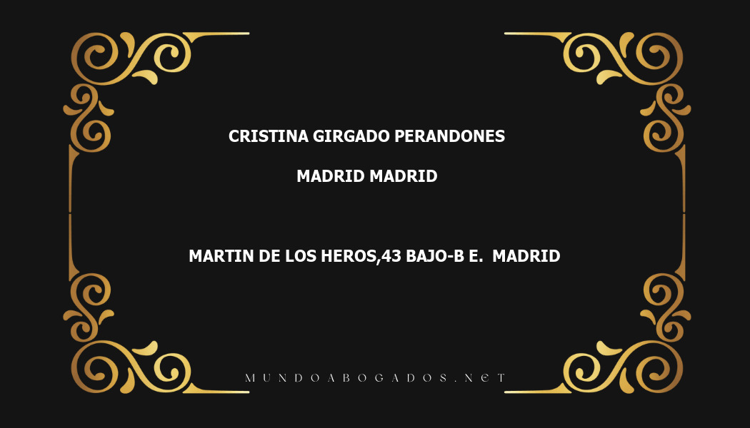 abogado Cristina Girgado Perandones en la localidad de Madrid