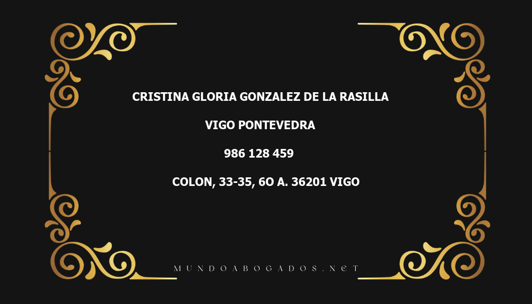 abogado Cristina Gloria Gonzalez De La Rasilla en la localidad de Vigo