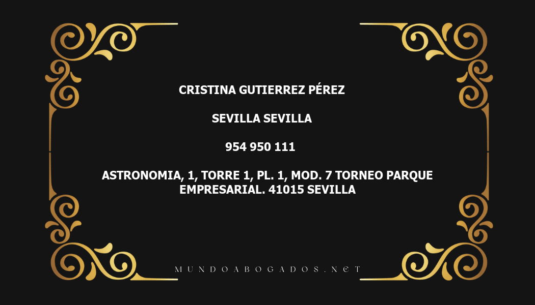 abogado Cristina Gutierrez Pérez en la localidad de Sevilla