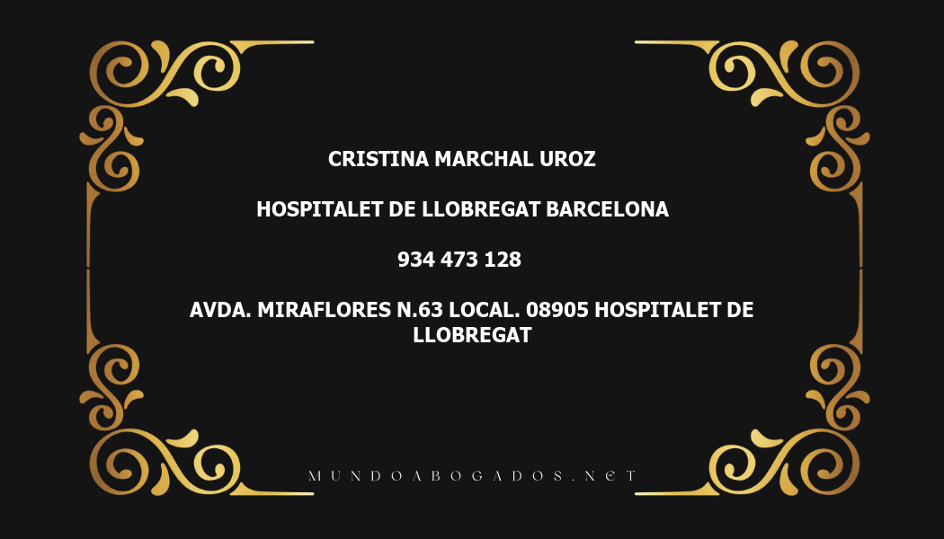 abogado Cristina Marchal Uroz en la localidad de Hospitalet de Llobregat