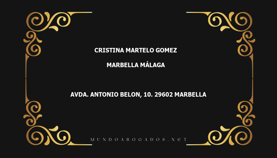 abogado Cristina Martelo Gomez en la localidad de Marbella