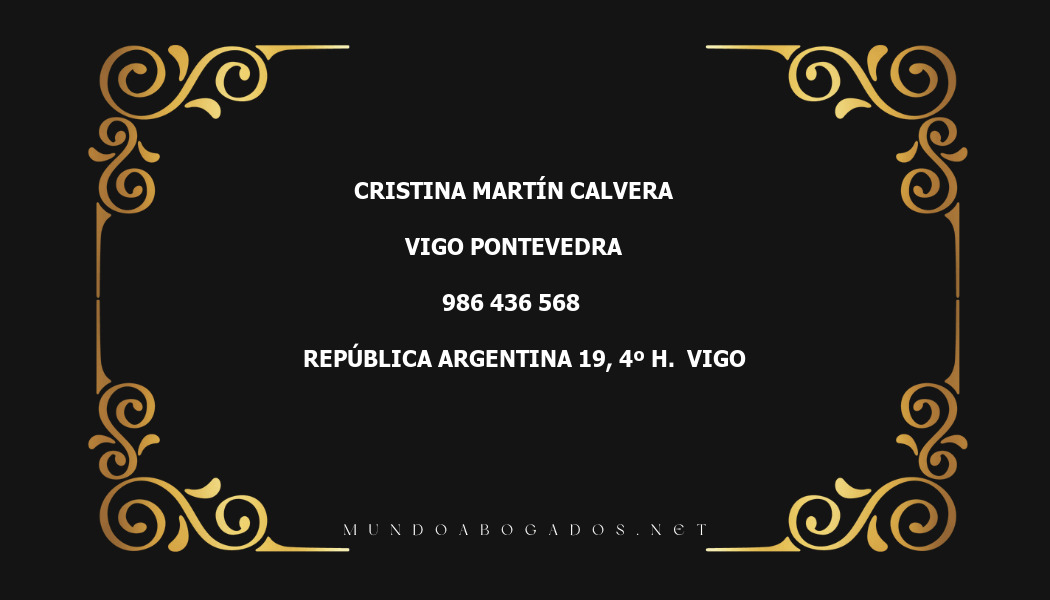 abogado Cristina Martín Calvera en la localidad de Vigo