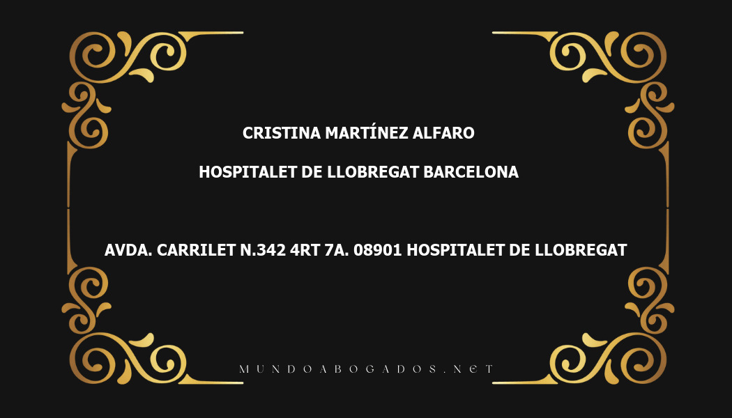 abogado Cristina Martínez Alfaro en la localidad de Hospitalet de Llobregat