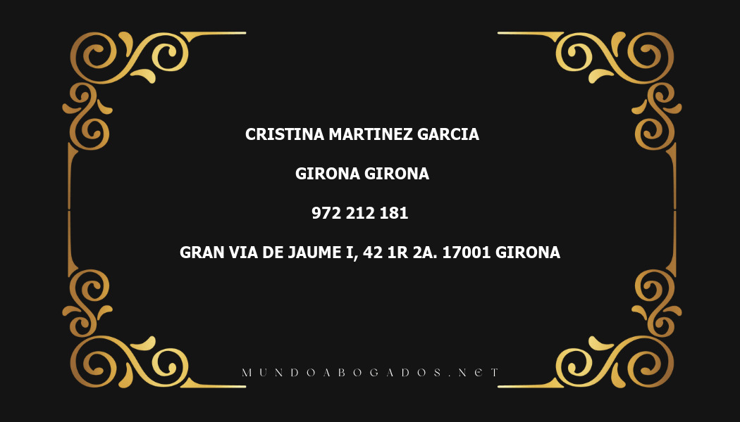 abogado Cristina Martinez Garcia en la localidad de Girona