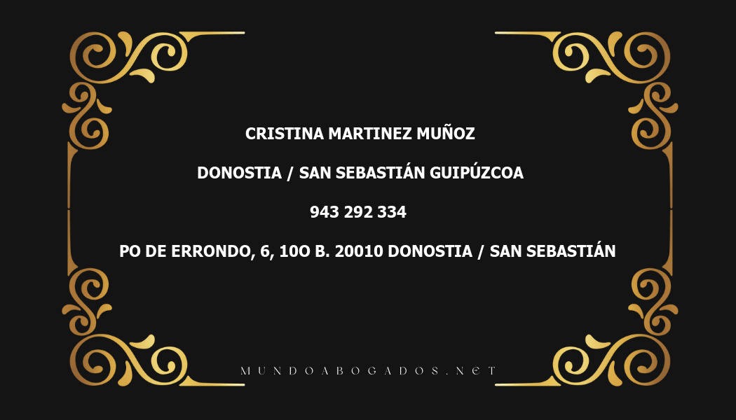 abogado Cristina Martinez Muñoz en la localidad de Donostia / San Sebastián