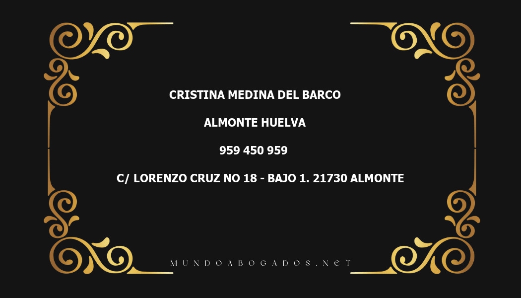 abogado Cristina Medina Del Barco en la localidad de Almonte