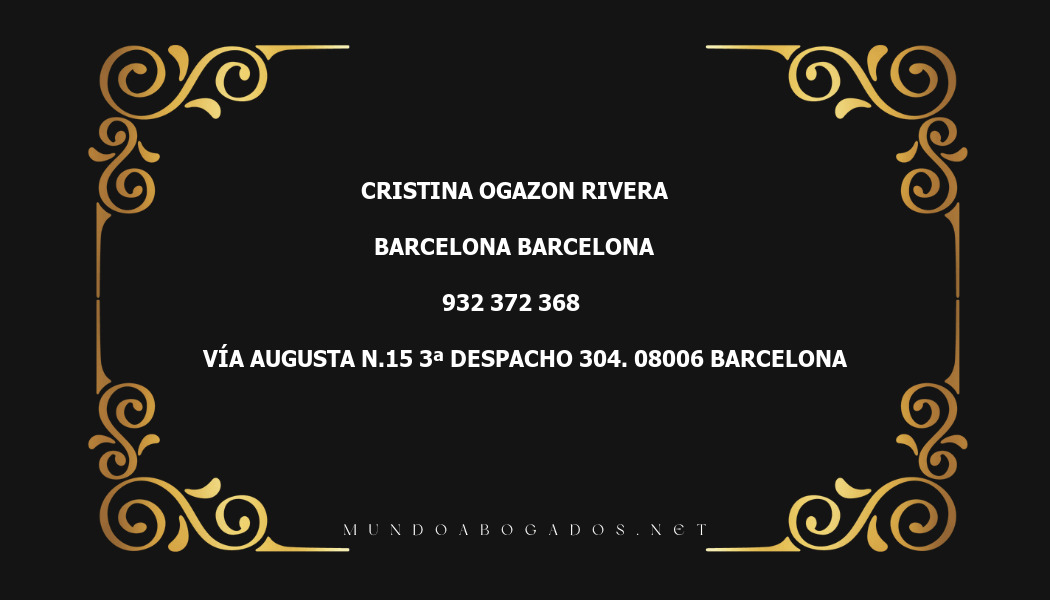 abogado Cristina Ogazon Rivera en la localidad de Barcelona