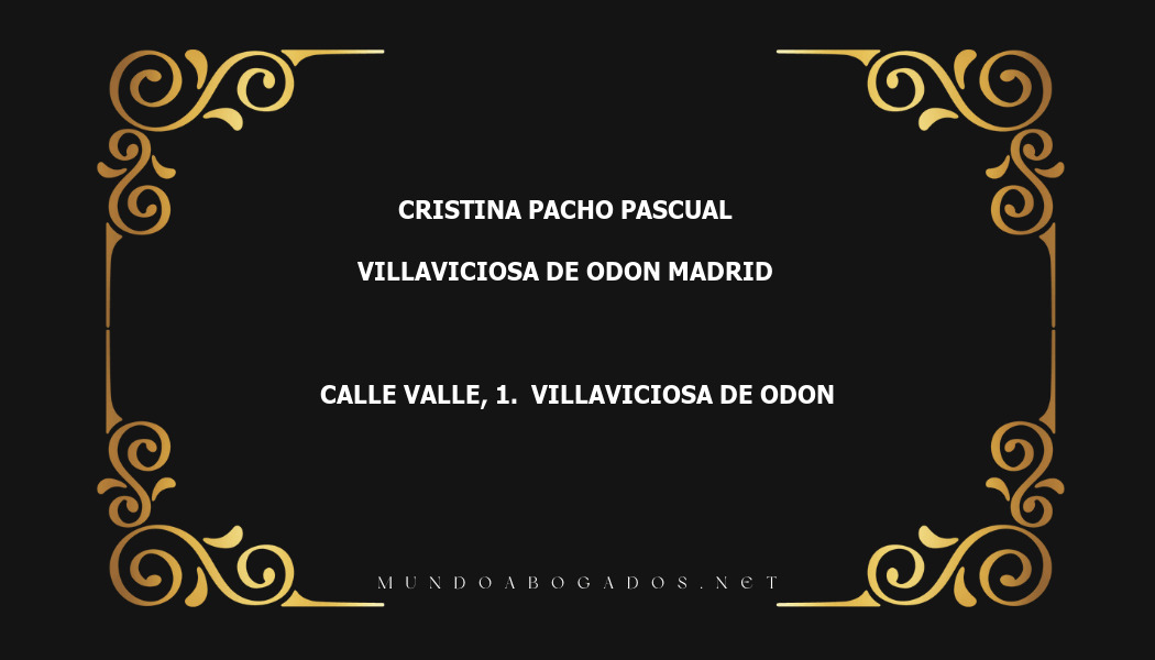 abogado Cristina Pacho Pascual en la localidad de Villaviciosa de Odon