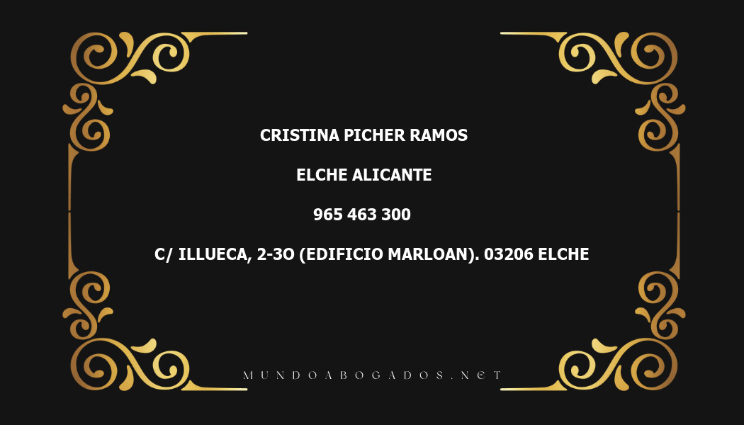 abogado Cristina Picher Ramos en la localidad de Elche