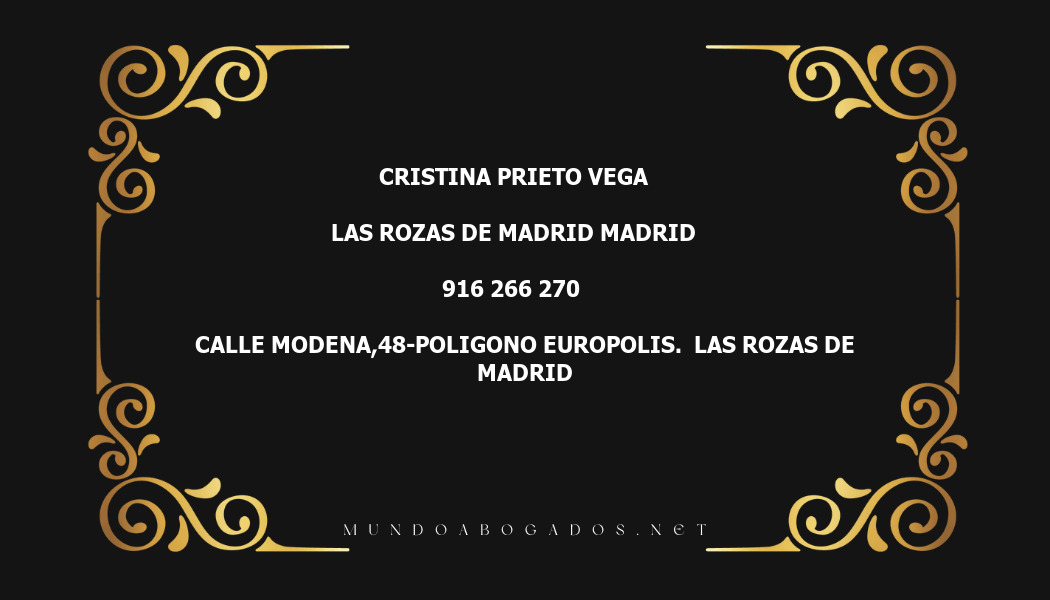 abogado Cristina Prieto Vega en la localidad de Las Rozas de Madrid