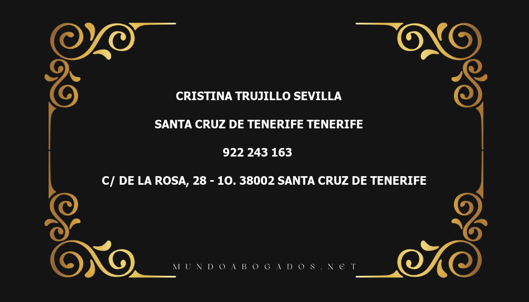 abogado Cristina Trujillo Sevilla en la localidad de Santa Cruz de Tenerife