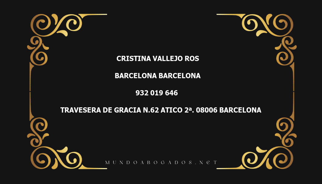 abogado Cristina Vallejo Ros en la localidad de Barcelona