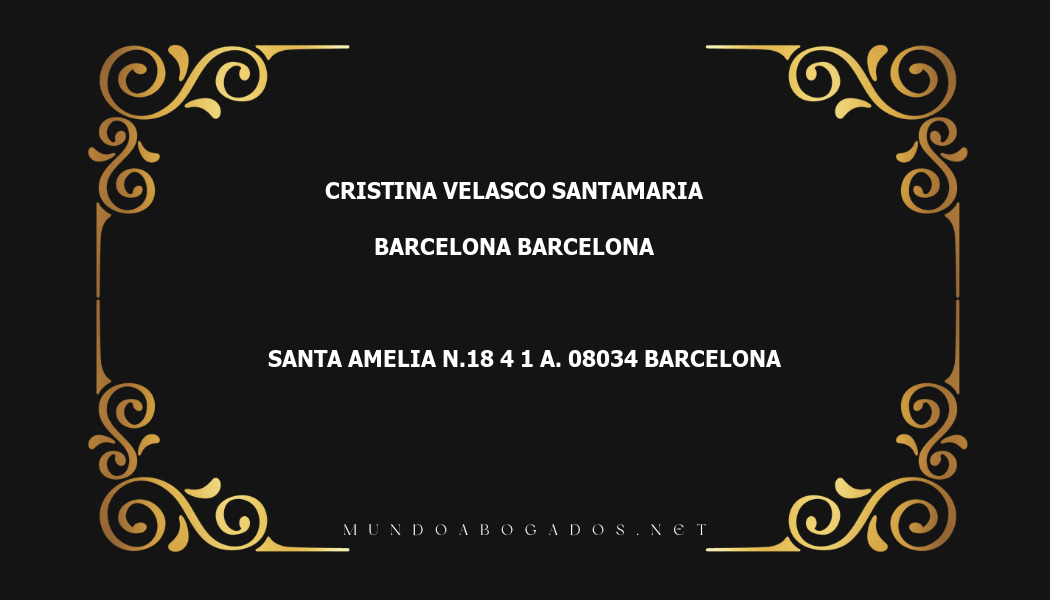 abogado Cristina Velasco Santamaria en la localidad de Barcelona