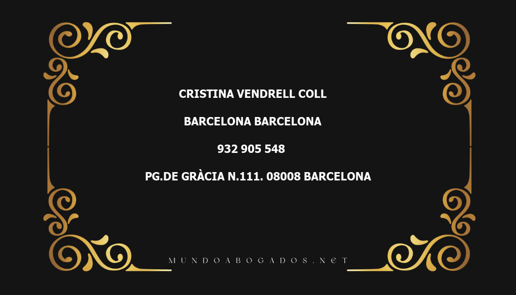 abogado Cristina Vendrell Coll en la localidad de Barcelona