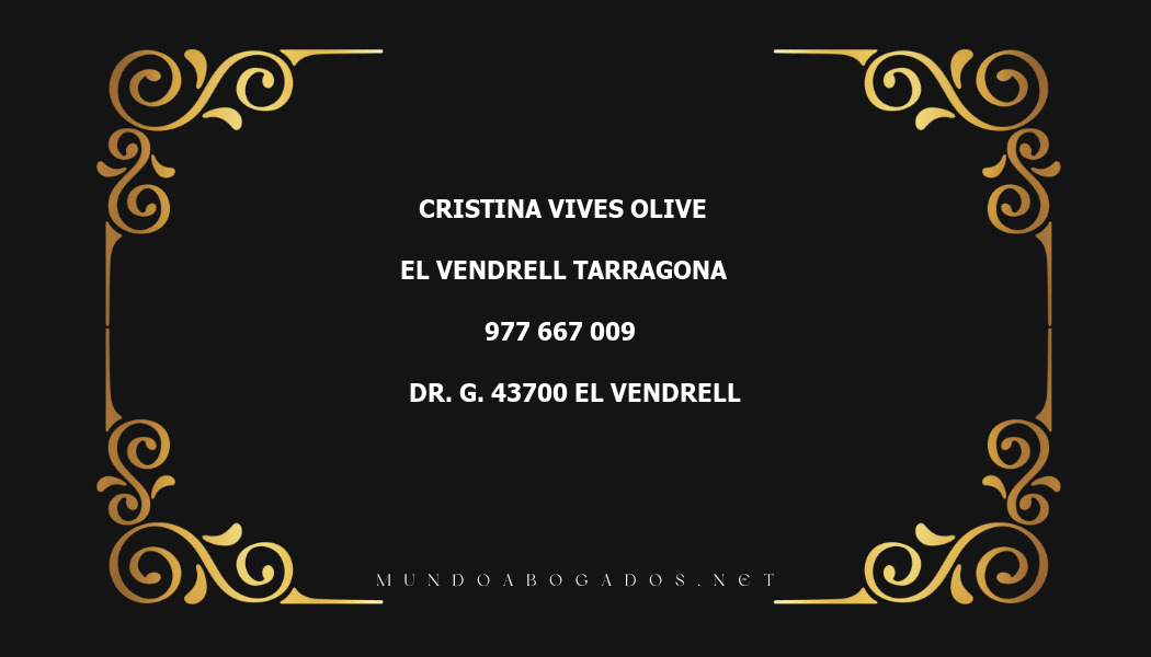 abogado Cristina Vives Olive en la localidad de El Vendrell