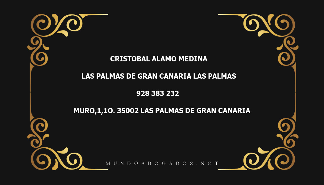 abogado Cristobal Alamo Medina en la localidad de Las Palmas de Gran Canaria