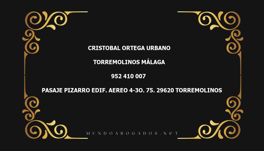 abogado Cristobal Ortega Urbano en la localidad de Torremolinos