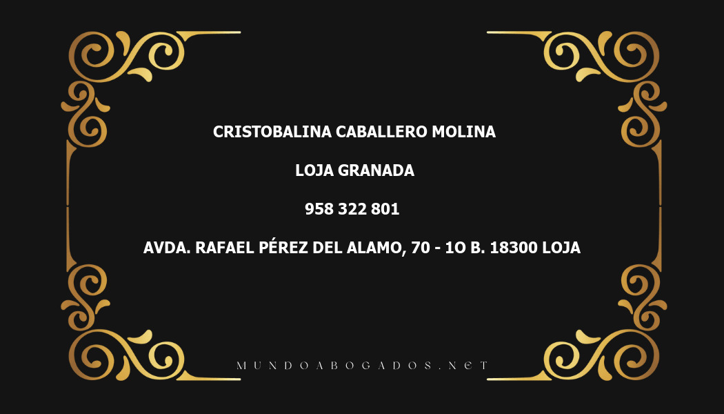 abogado Cristobalina Caballero Molina en la localidad de Loja