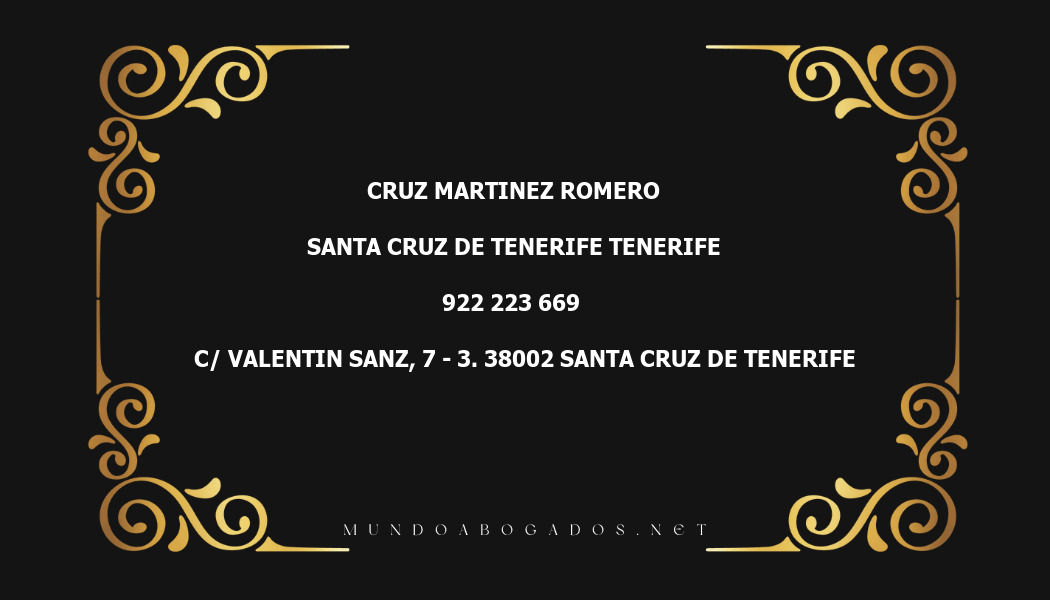 abogado Cruz Martinez Romero en la localidad de Santa Cruz de Tenerife