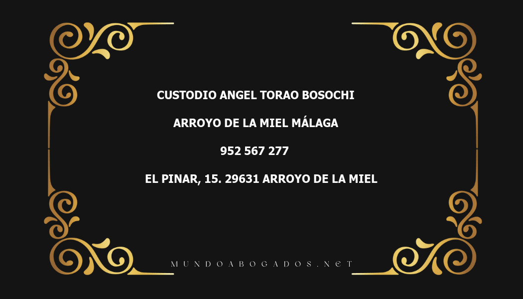 abogado Custodio Angel Torao Bosochi en la localidad de Arroyo de la Miel