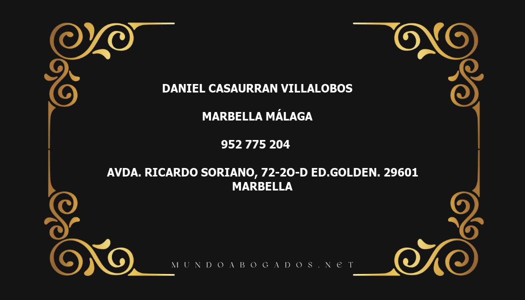 abogado Daniel Casaurran Villalobos en la localidad de Marbella