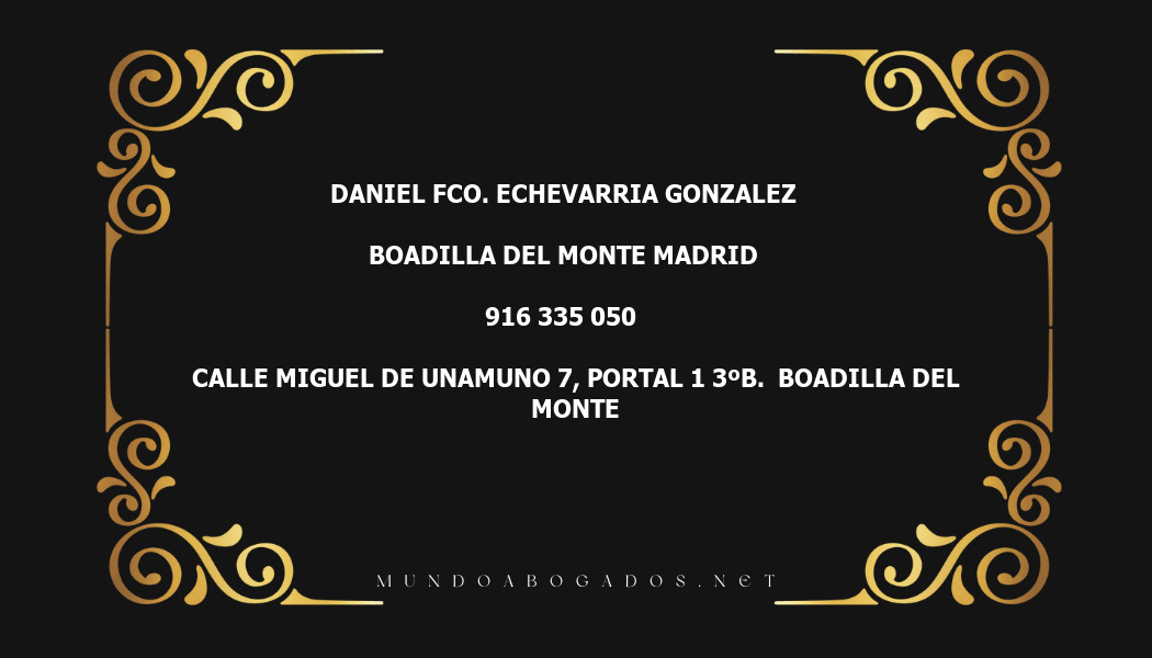 abogado Daniel Fco. Echevarria Gonzalez en la localidad de Boadilla del Monte