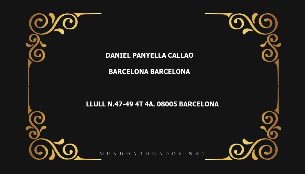 abogado Daniel Panyella Callao en la localidad de Barcelona