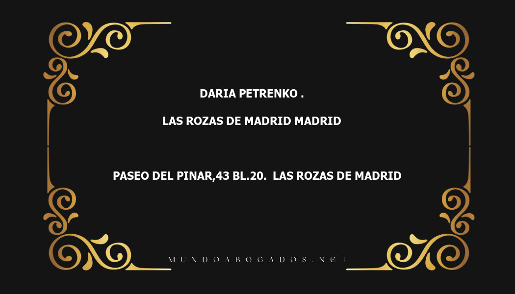 abogado Daria Petrenko . en la localidad de Las Rozas de Madrid