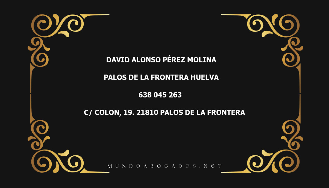 abogado David Alonso Pérez Molina en la localidad de Palos de la Frontera